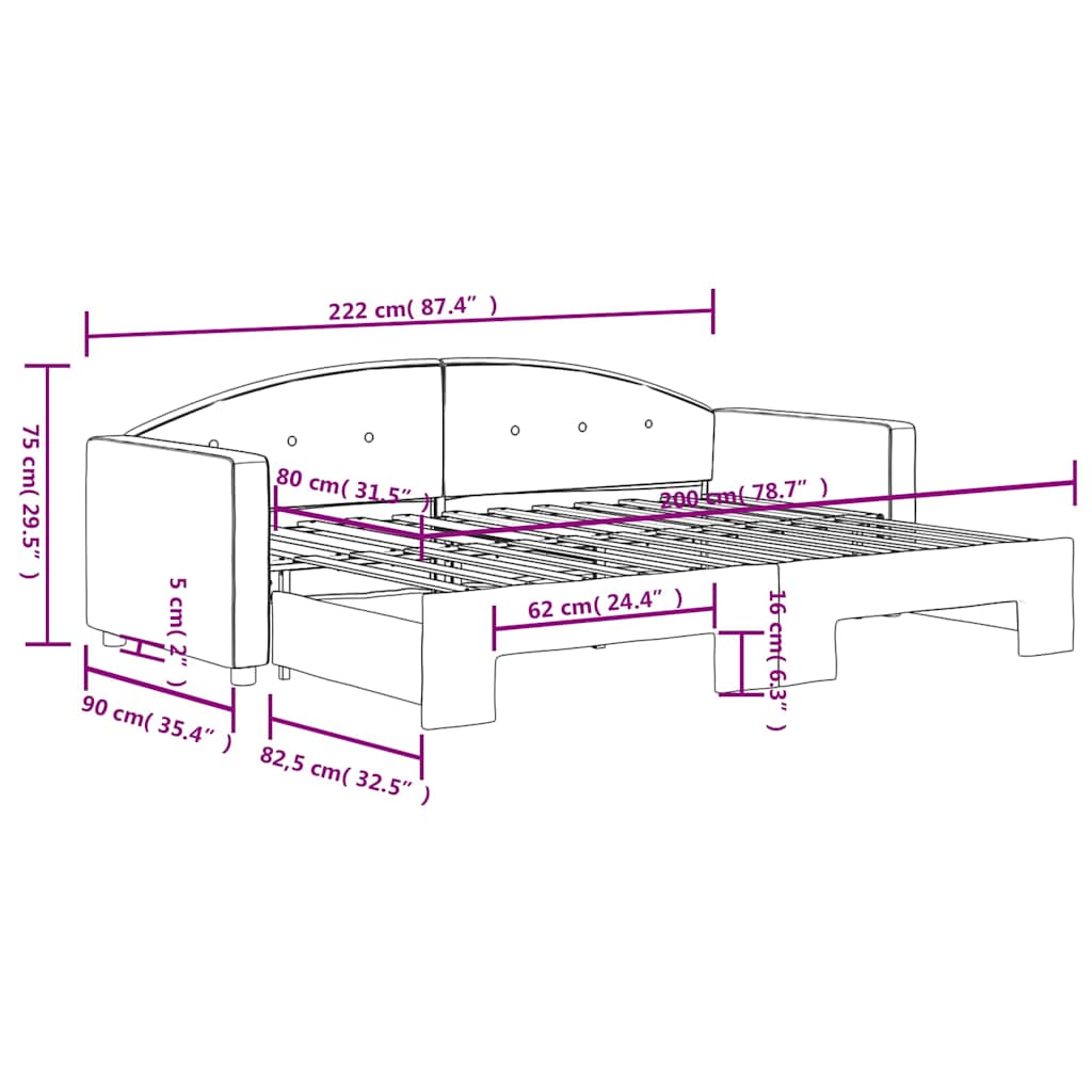 Slaapbank met onderschuifbed 80x200 cm fluweel geel is nu te koop bij PeponiXL, paradijselijk wonen!