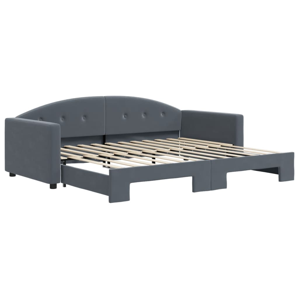 Slaapbank met onderschuifbed 90x200 cm fluweel donkergrijs is nu te koop bij PeponiXL, paradijselijk wonen!