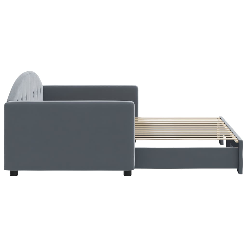Slaapbank met onderschuifbed 90x200 cm fluweel donkergrijs is nu te koop bij PeponiXL, paradijselijk wonen!
