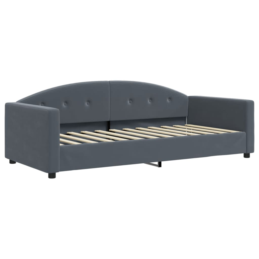 Slaapbank met onderschuifbed 90x200 cm fluweel donkergrijs is nu te koop bij PeponiXL, paradijselijk wonen!