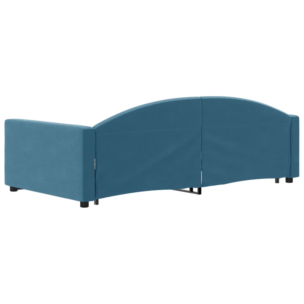 Slaapbank met onderschuifbed 100x200 cm fluweel blauw is nu te koop bij PeponiXL, paradijselijk wonen!