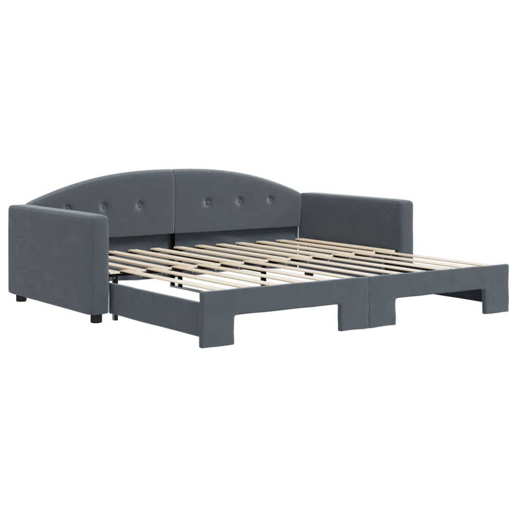 Slaapbank met onderschuifbed 100x200 cm fluweel donkergrijs is nu te koop bij PeponiXL, paradijselijk wonen!