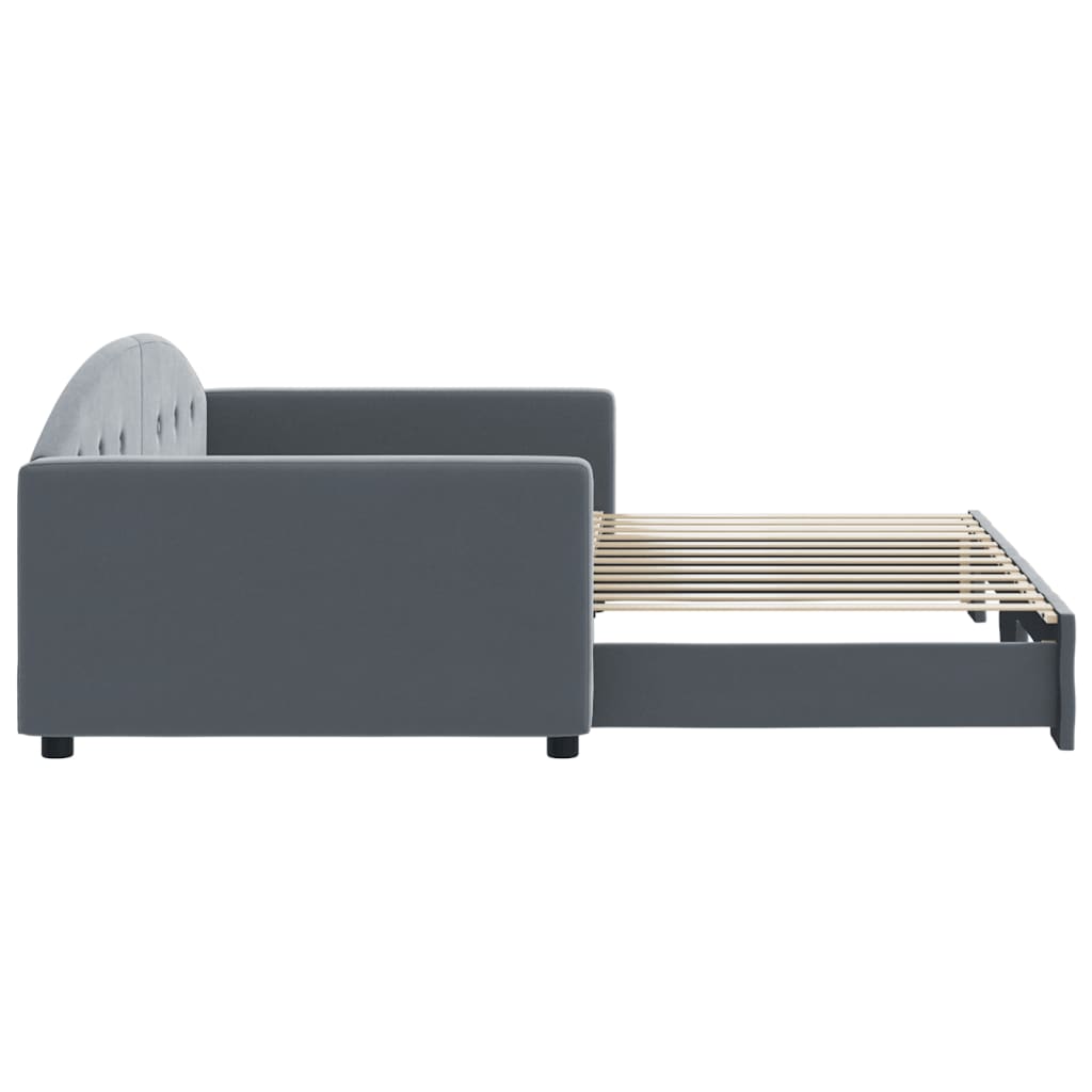Slaapbank met onderschuifbed 100x200 cm fluweel donkergrijs is nu te koop bij PeponiXL, paradijselijk wonen!
