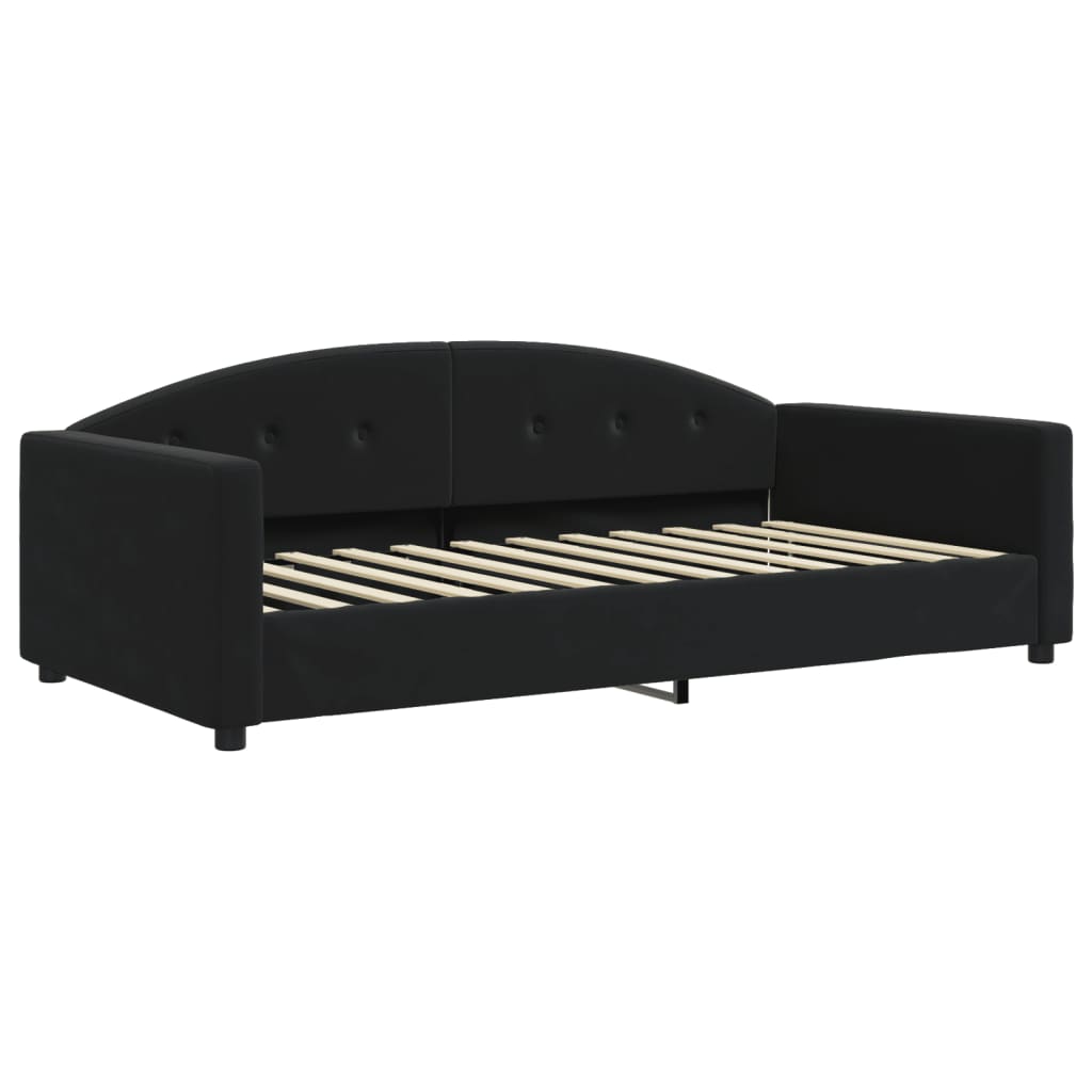 Slaapbank met onderschuifbed 100x200 cm fluweel zwart is nu te koop bij PeponiXL, paradijselijk wonen!