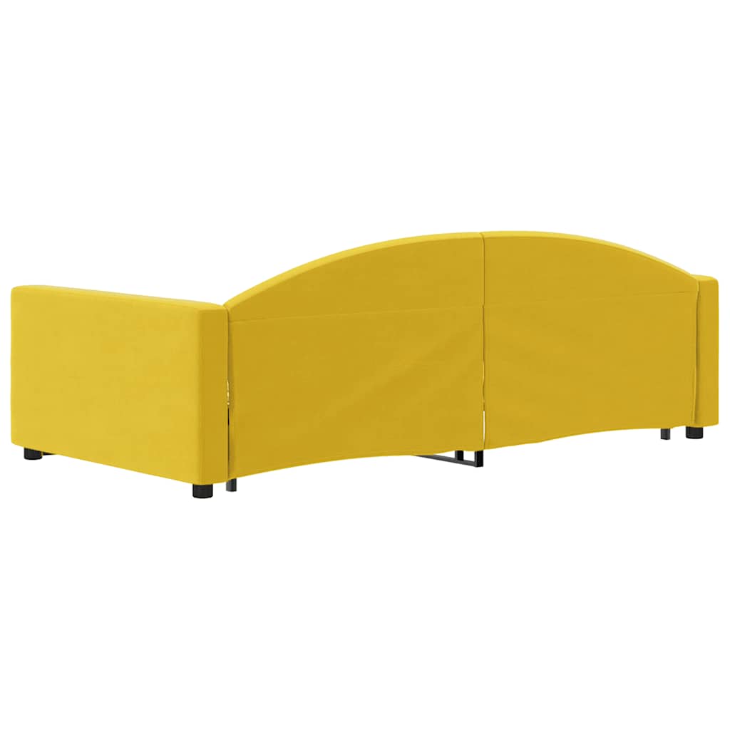 Slaapbank met onderschuifbed 100x200 cm fluweel geel