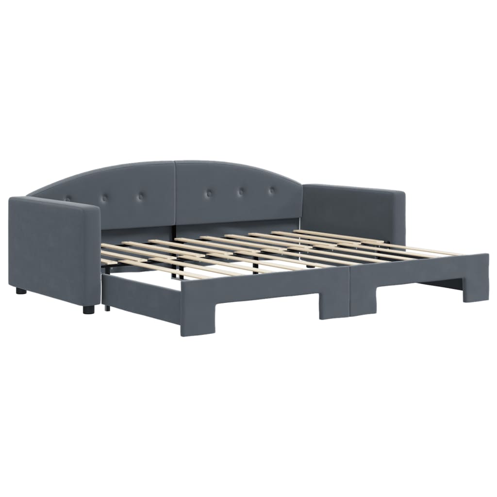 Slaapbank met onderschuifbed 90x190 cm fluweel donkergrijs is nu te koop bij PeponiXL, paradijselijk wonen!