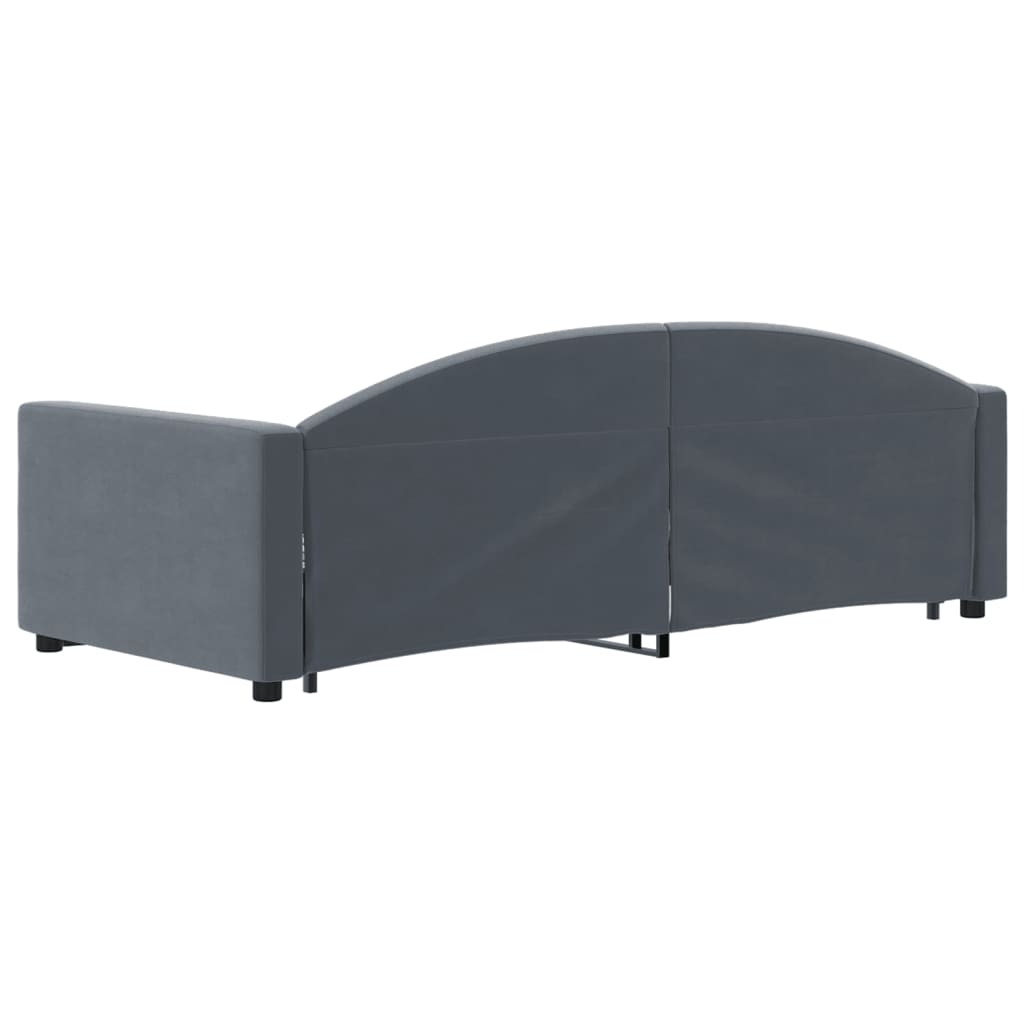 Slaapbank met onderschuifbed 90x190 cm fluweel donkergrijs is nu te koop bij PeponiXL, paradijselijk wonen!