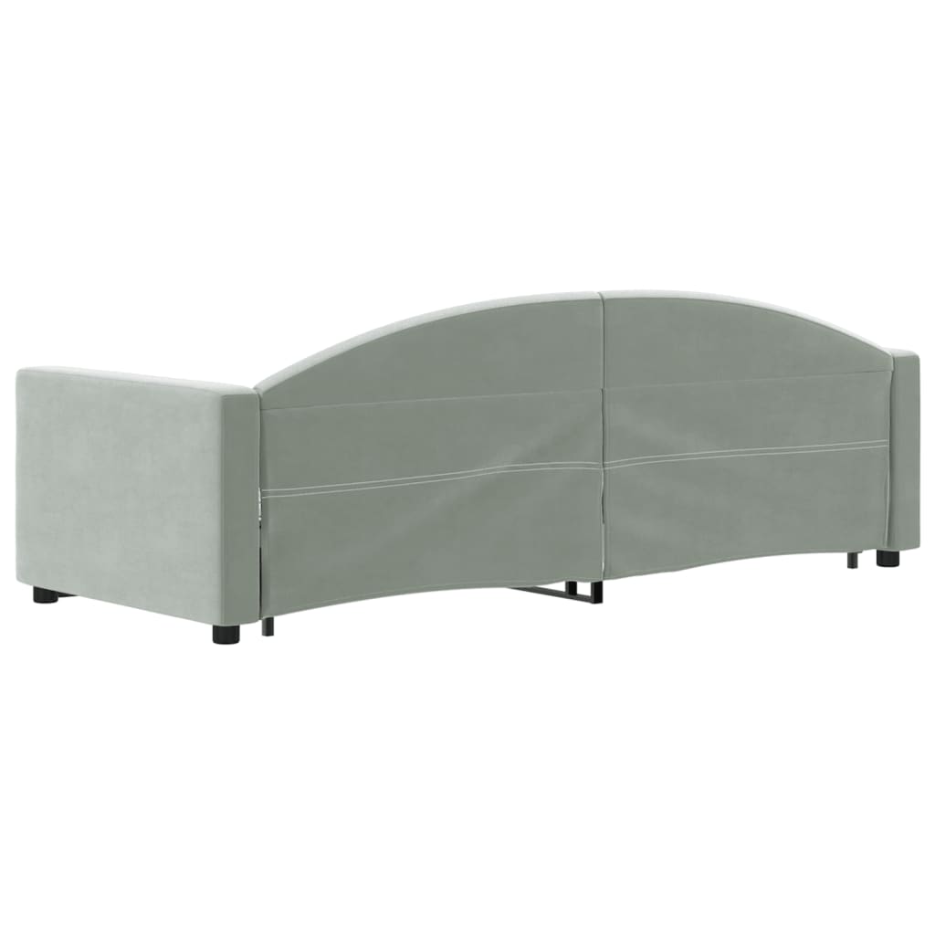 Slaapbank onderschuifbed en lades 80x200 cm fluweel lichtgrijs is nu te koop bij PeponiXL, paradijselijk wonen!