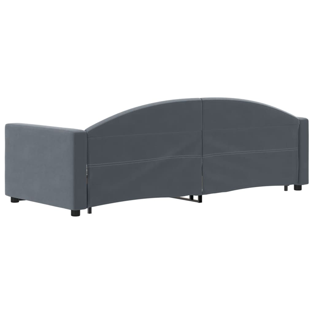 Slaapbank onderschuifbed en lades 80x200 cm fluweel donkergrijs is nu te koop bij PeponiXL, paradijselijk wonen!