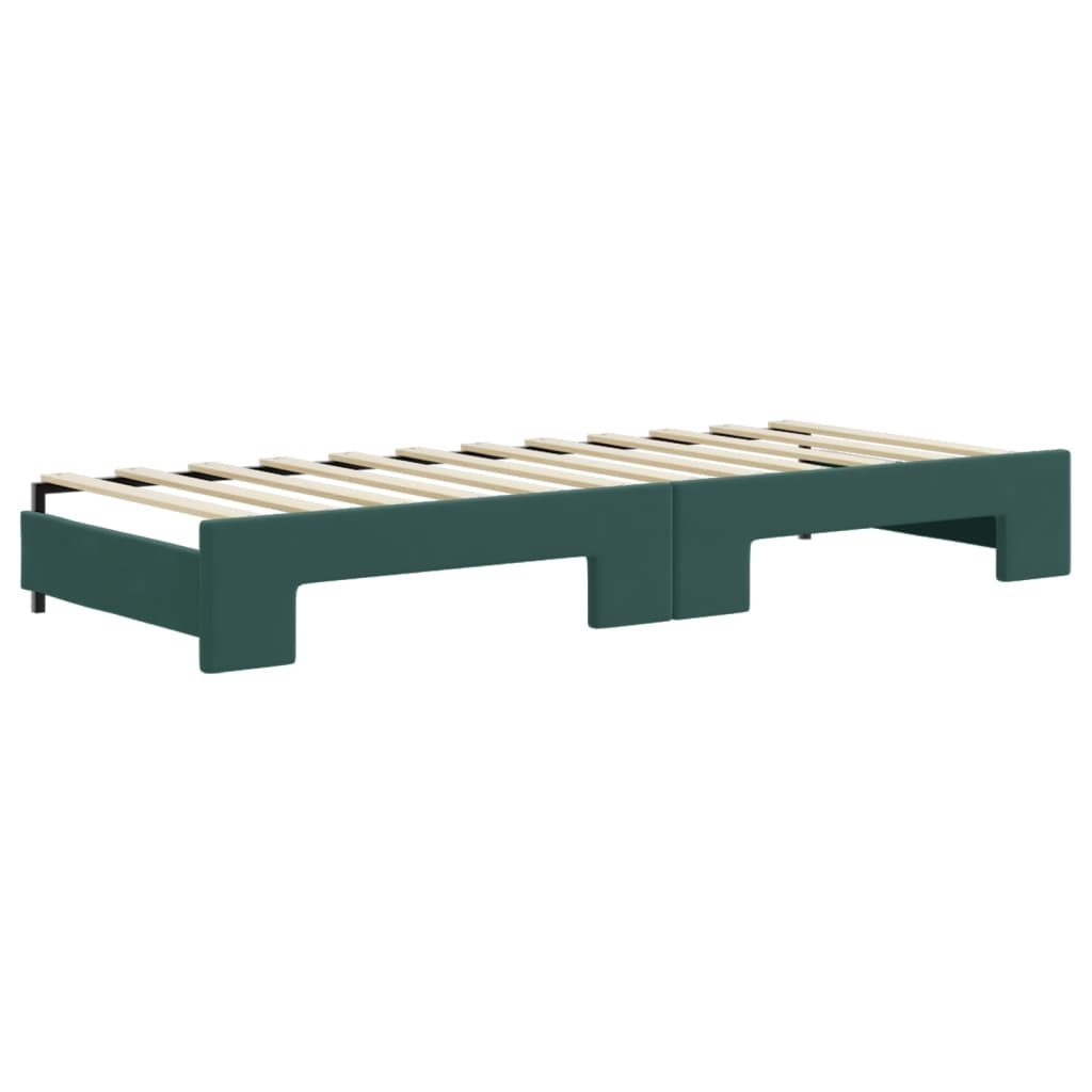 Slaapbank onderschuifbed en lades 80x200 cm fluweel donkergroen is nu te koop bij PeponiXL, paradijselijk wonen!