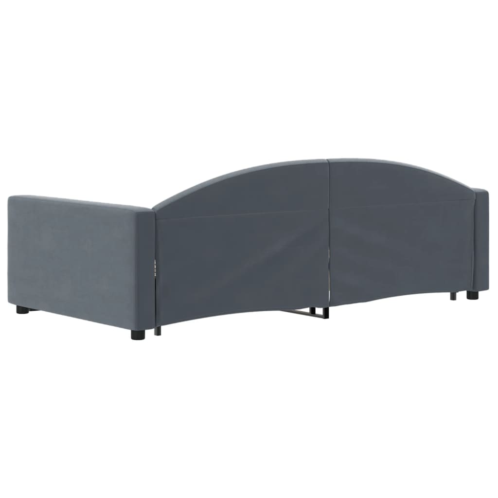 Slaapbank onderschuifbed en lades 90x200 cm fluweel donkergrijs is nu te koop bij PeponiXL, paradijselijk wonen!