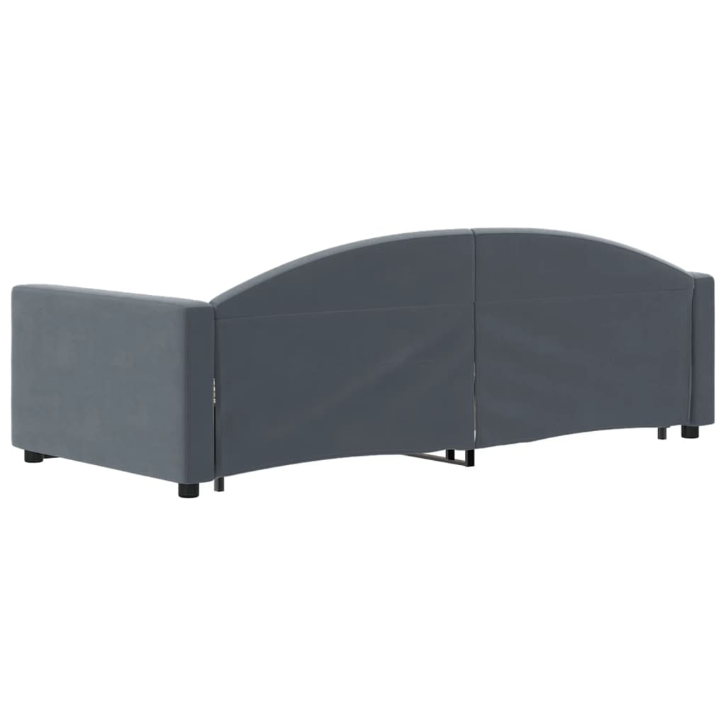 Slaapbank onderschuifbed en lades 90x190 cm fluweel donkergrijs is nu te koop bij PeponiXL, paradijselijk wonen!