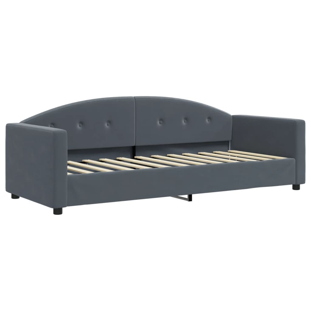 Slaapbank onderschuifbed en lades 80x200 cm fluweel donkergrijs is nu te koop bij PeponiXL, paradijselijk wonen!