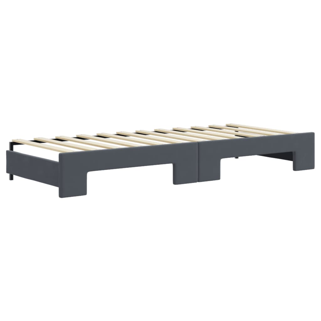Slaapbank onderschuifbed en lades 80x200 cm fluweel donkergrijs is nu te koop bij PeponiXL, paradijselijk wonen!
