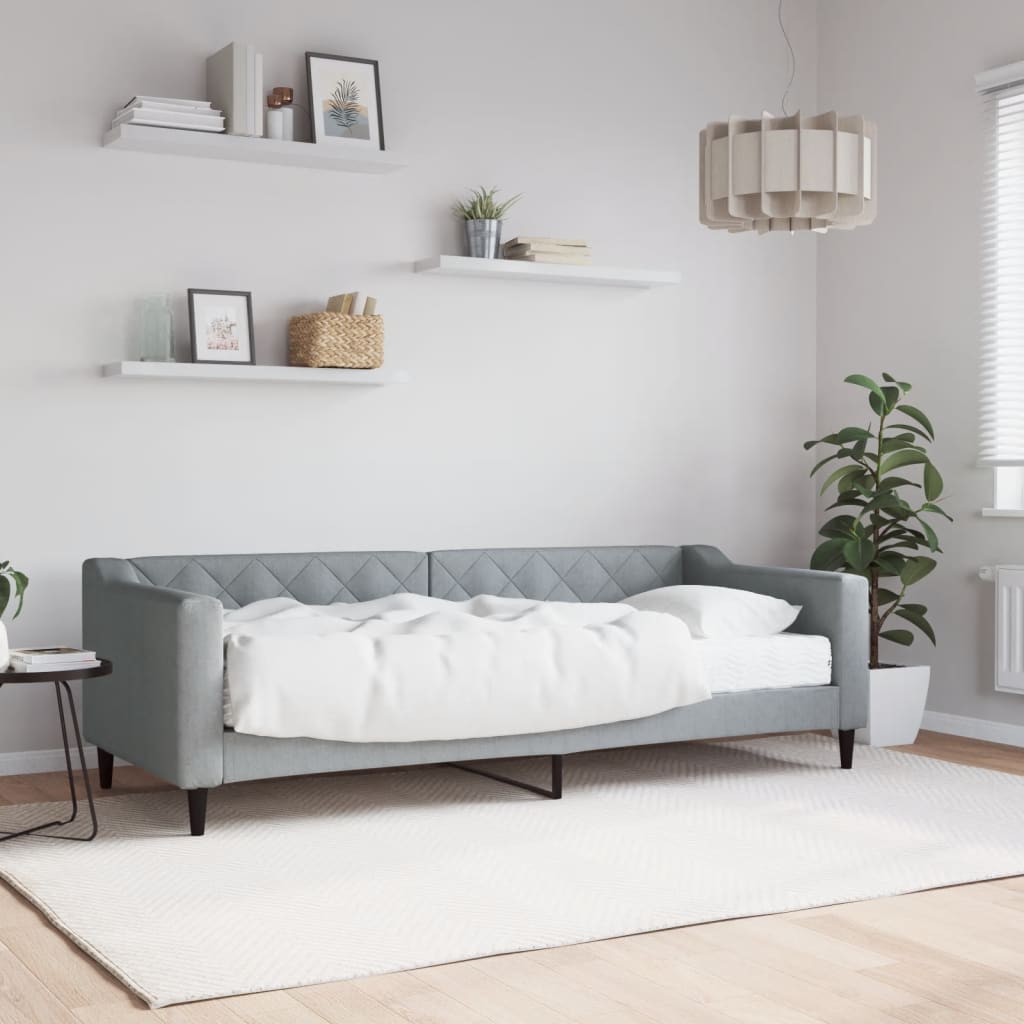 Slaapbank met matras 80x200 cm stof lichtgrijs is nu te koop bij PeponiXL, paradijselijk wonen!