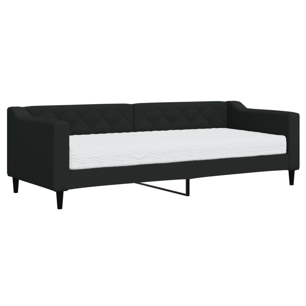 Slaapbank met matras 80x200 cm stof zwart is nu te koop bij PeponiXL, paradijselijk wonen!
