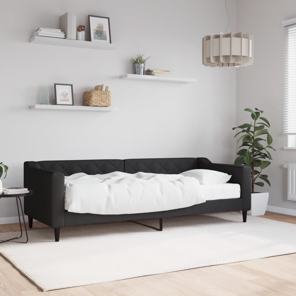Slaapbank met matras 80x200 cm stof zwart is nu te koop bij PeponiXL, paradijselijk wonen!