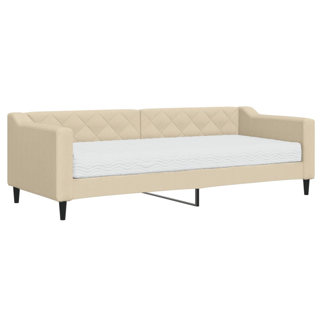 Slaapbank met matras 80x200 cm stof crèmekleurig is nu te koop bij PeponiXL, paradijselijk wonen!
