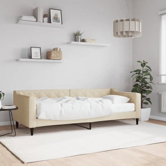 Slaapbank met matras 80x200 cm stof crèmekleurig is nu te koop bij PeponiXL, paradijselijk wonen!