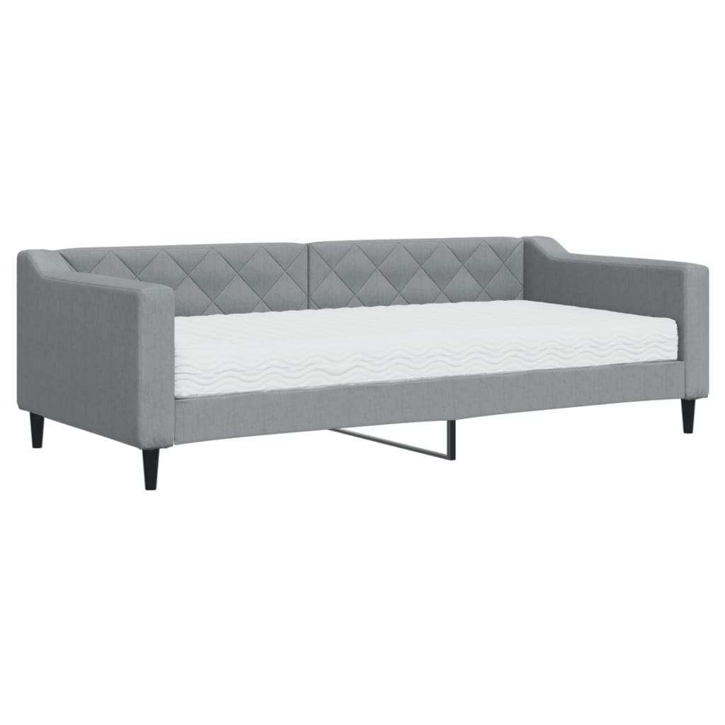 Slaapbank met matras 90x200 cm stof lichtgrijs is nu te koop bij PeponiXL, paradijselijk wonen!