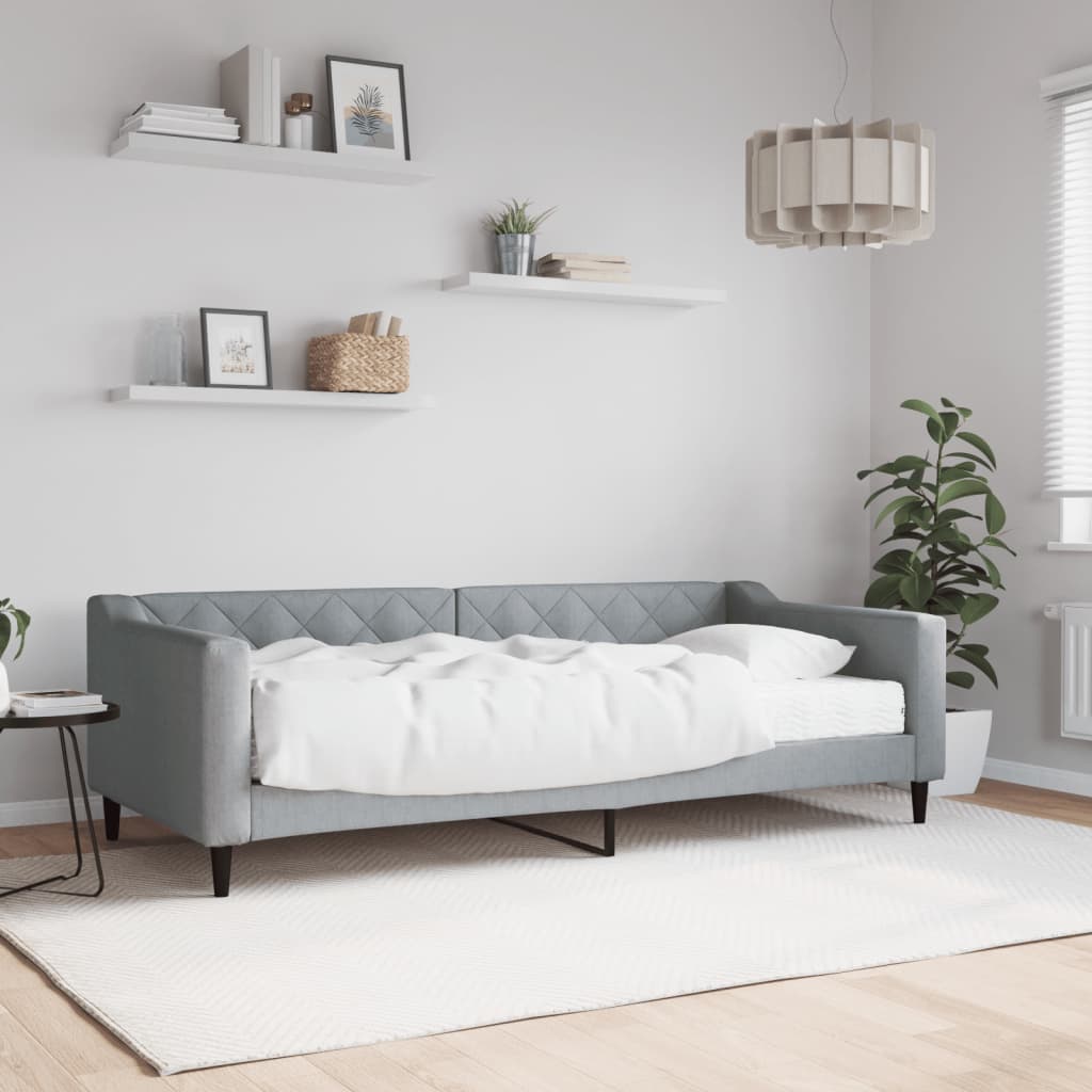 Slaapbank met matras 90x200 cm stof lichtgrijs is nu te koop bij PeponiXL, paradijselijk wonen!
