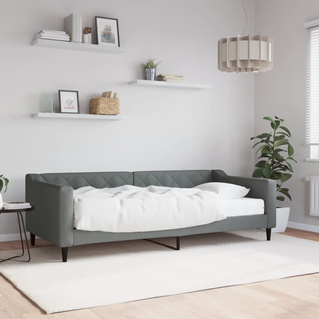 Slaapbank met matras 90x200 cm stof donkergrijs is nu te koop bij PeponiXL, paradijselijk wonen!