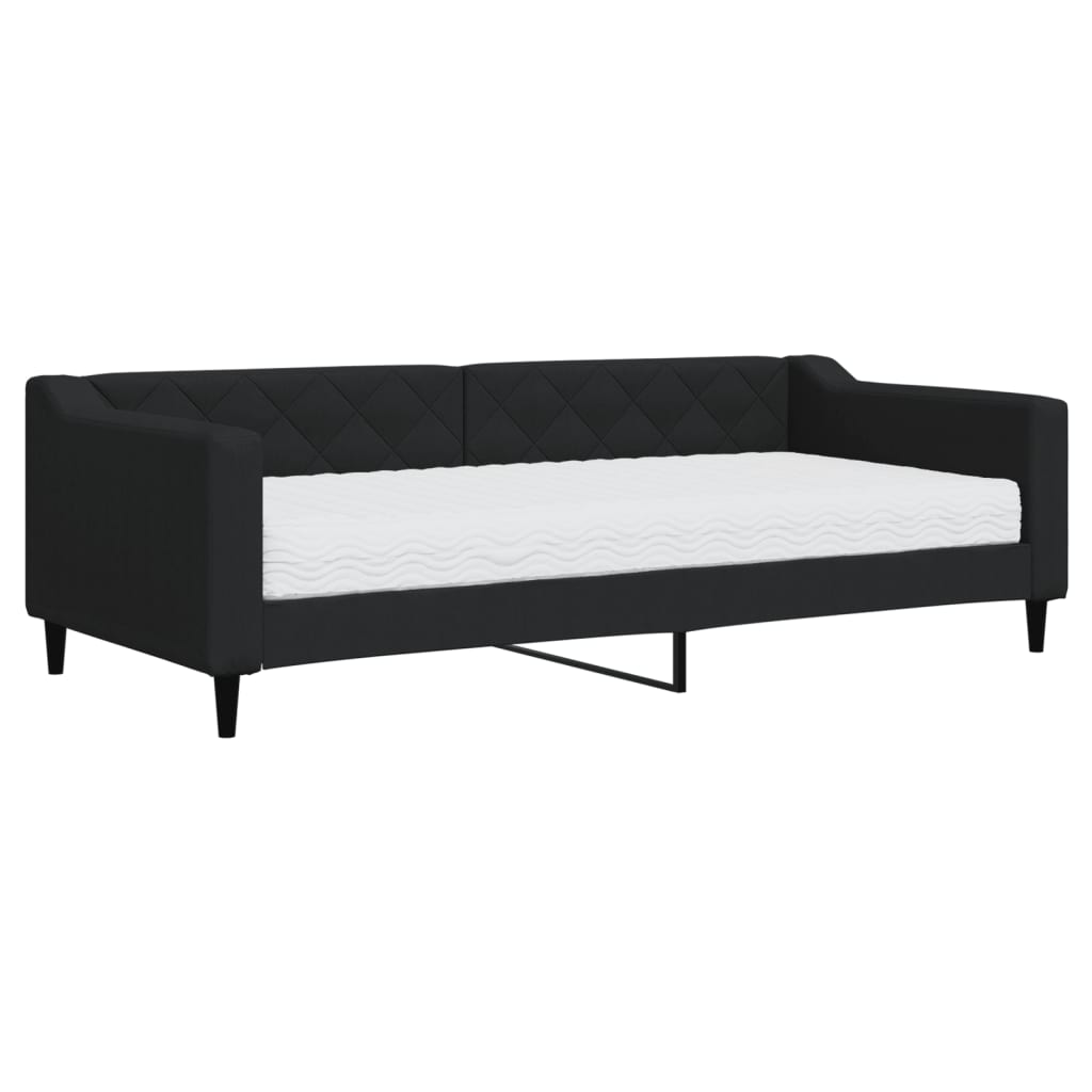 Slaapbank met matras 90x200 cm stof zwart is nu te koop bij PeponiXL, paradijselijk wonen!