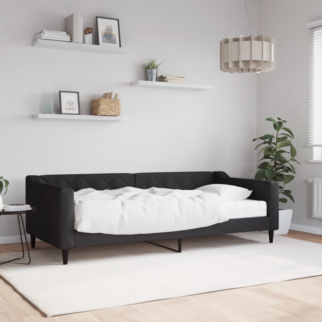 Slaapbank met matras 90x200 cm stof zwart is nu te koop bij PeponiXL, paradijselijk wonen!