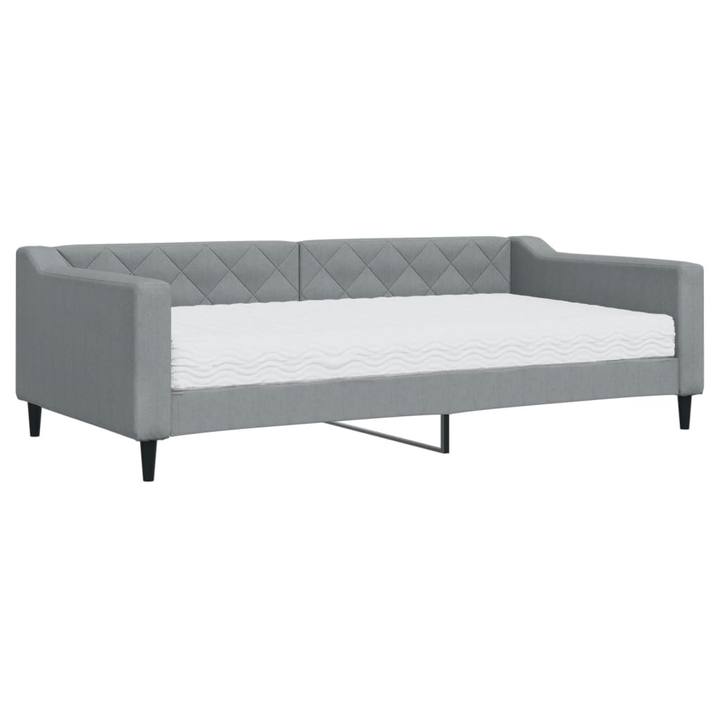 Slaapbank met matras 100x200 cm stof lichtgrijs is nu te koop bij PeponiXL, paradijselijk wonen!