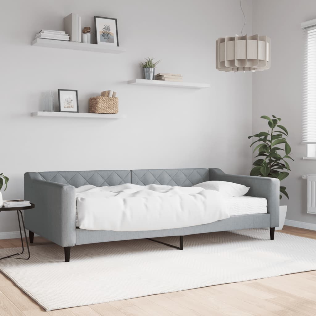 Slaapbank met matras 100x200 cm stof lichtgrijs is nu te koop bij PeponiXL, paradijselijk wonen!