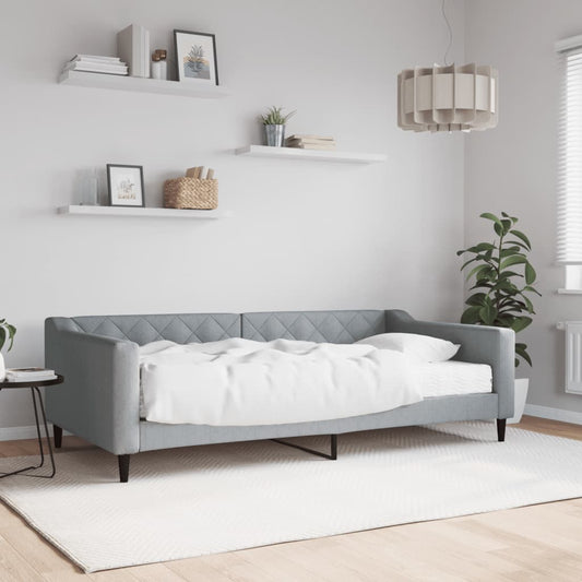 Slaapbank met matras 100x200 cm stof lichtgrijs is nu te koop bij PeponiXL, paradijselijk wonen!
