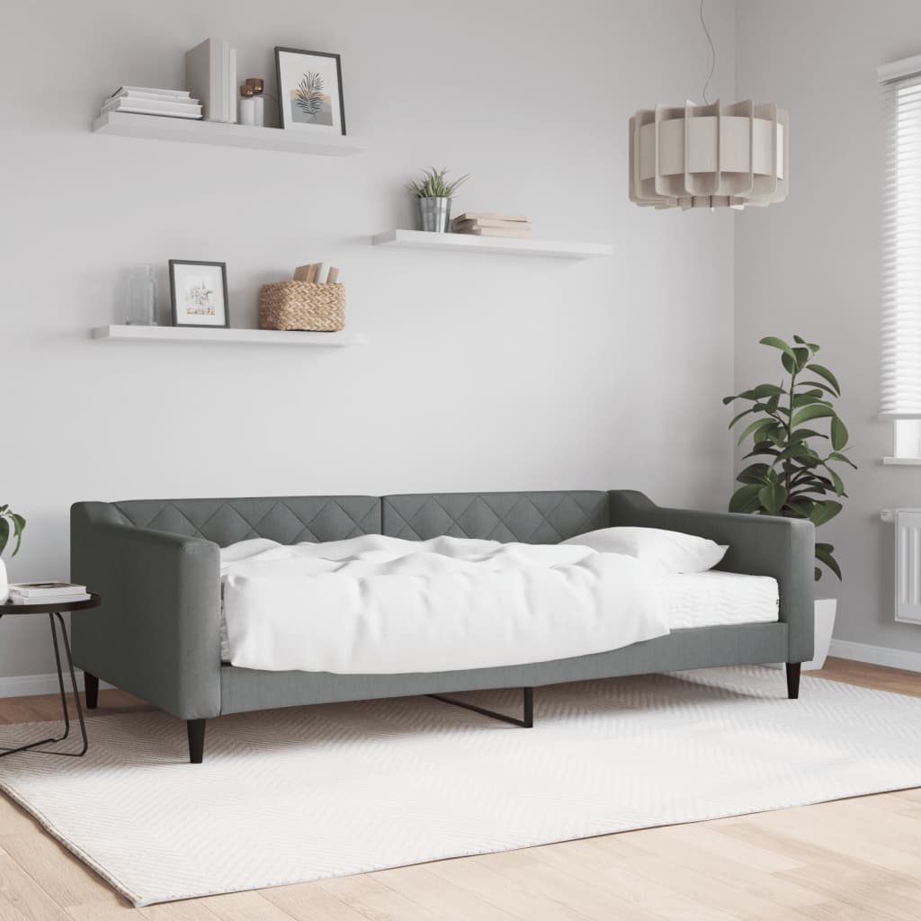Slaapbank met matras 100x200 cm stof donkergrijs is nu te koop bij PeponiXL, paradijselijk wonen!