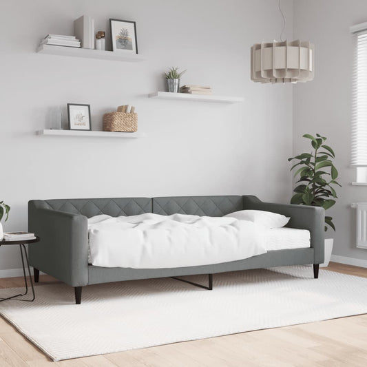 Slaapbank met matras 100x200 cm stof donkergrijs is nu te koop bij PeponiXL, paradijselijk wonen!