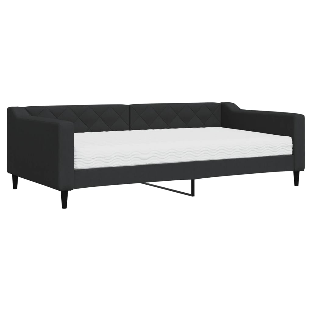 Slaapbank met matras 100x200 cm stof zwart is nu te koop bij PeponiXL, paradijselijk wonen!