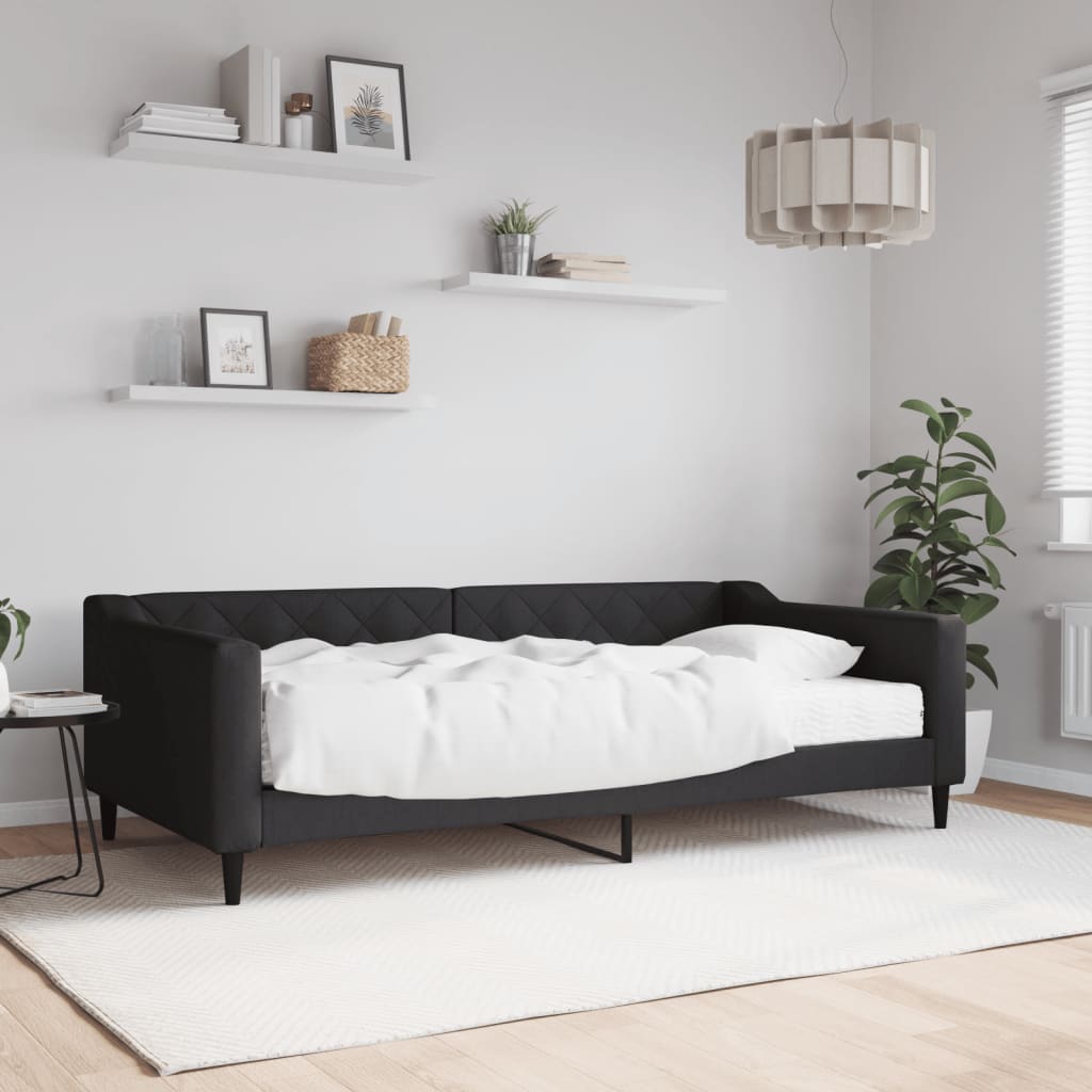 Slaapbank met matras 100x200 cm stof zwart is nu te koop bij PeponiXL, paradijselijk wonen!