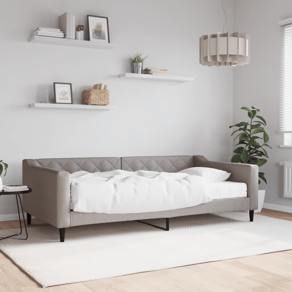 Slaapbank met matras 100x200 cm stof taupe is nu te koop bij PeponiXL, paradijselijk wonen!