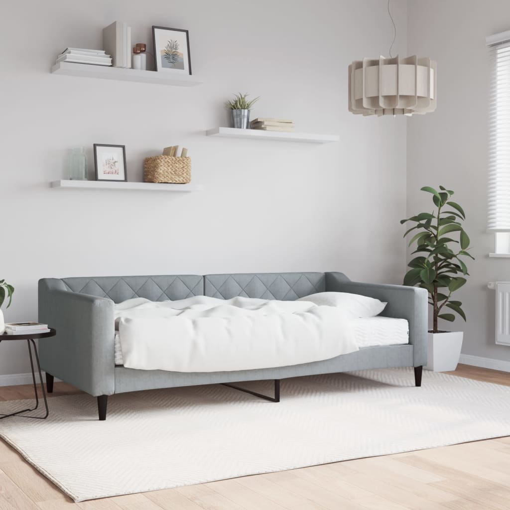 Slaapbank met matras 90x190 cm stof lichtgrijs is nu te koop bij PeponiXL, paradijselijk wonen!