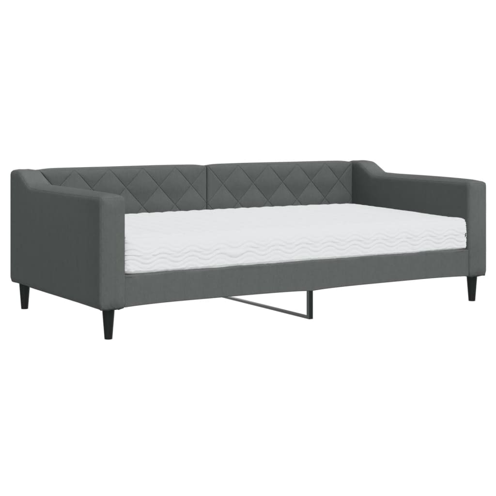 Slaapbank met matras 90x190 cm stof donkergrijs is nu te koop bij PeponiXL, paradijselijk wonen!