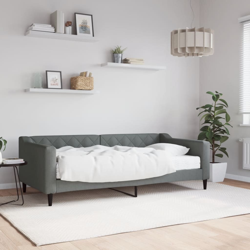 Slaapbank met matras 90x190 cm stof donkergrijs is nu te koop bij PeponiXL, paradijselijk wonen!