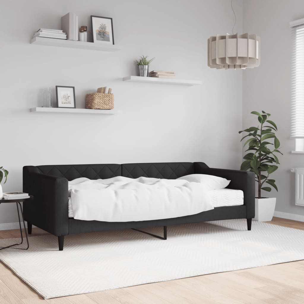 Slaapbank met matras 90x190 cm stof zwart is nu te koop bij PeponiXL, paradijselijk wonen!