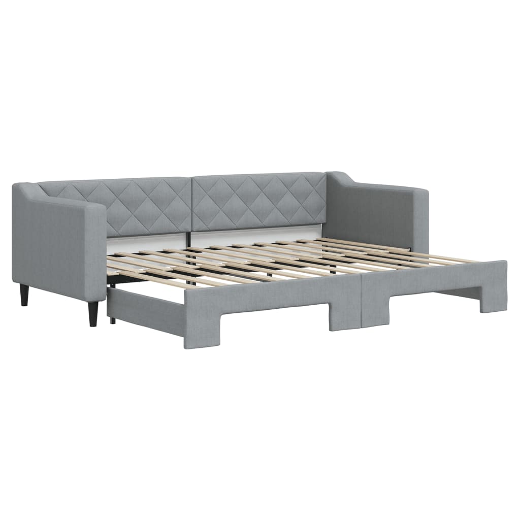 Slaapbank met onderschuifbed 80x200 cm stof lichtgrijs is nu te koop bij PeponiXL, paradijselijk wonen!