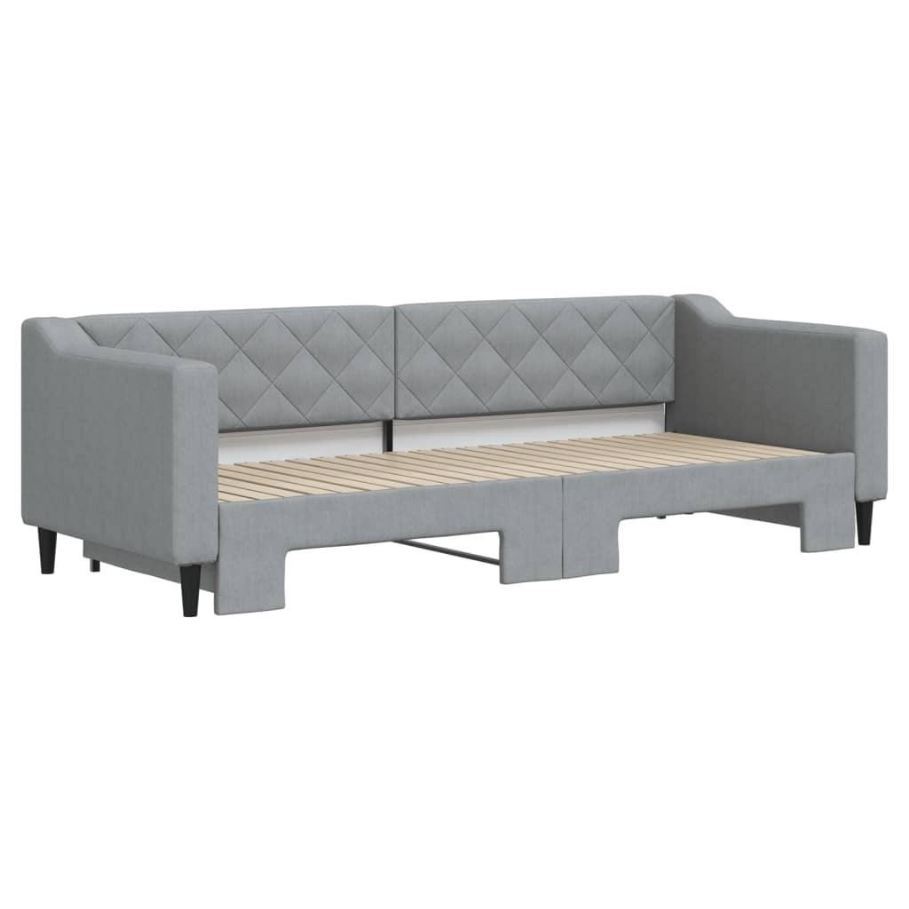 Slaapbank met onderschuifbed 80x200 cm stof lichtgrijs is nu te koop bij PeponiXL, paradijselijk wonen!