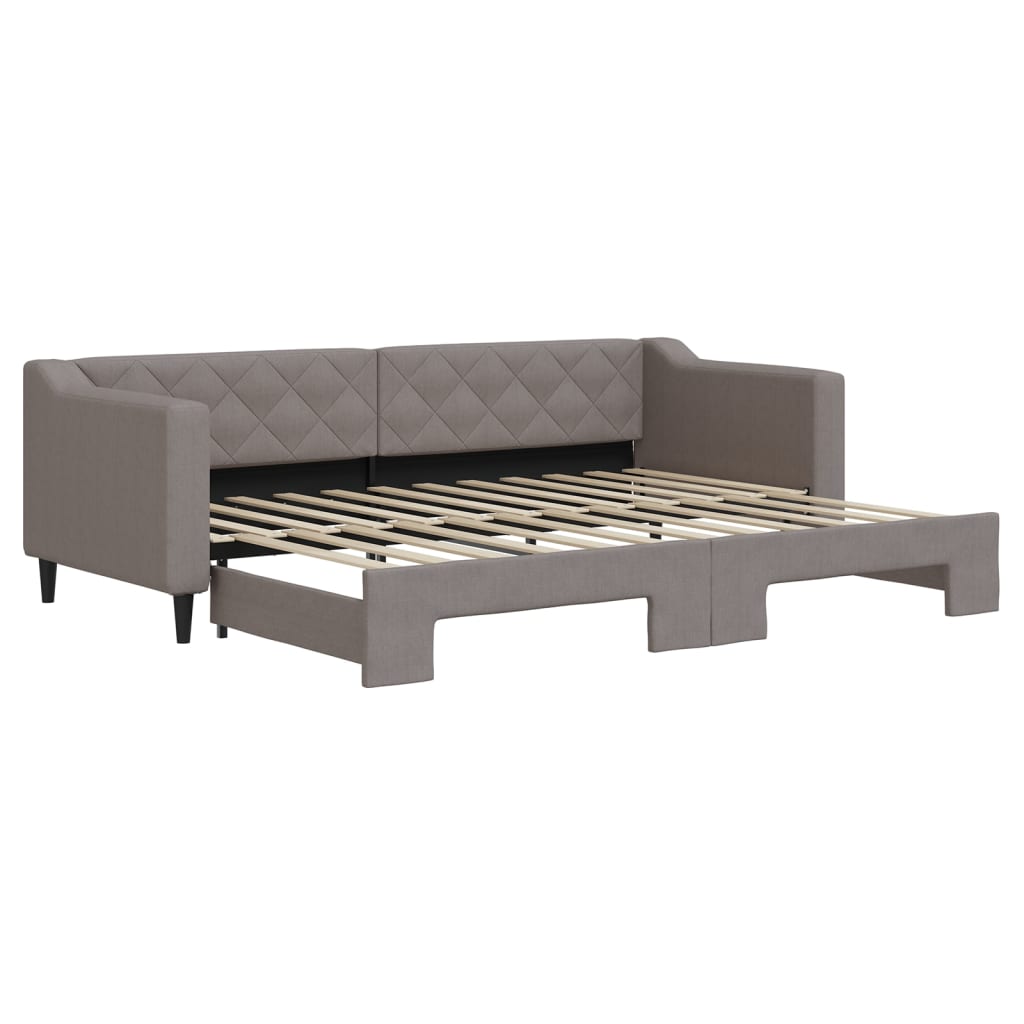Slaapbank met onderschuifbed 80x200 cm stof taupe is nu te koop bij PeponiXL, paradijselijk wonen!