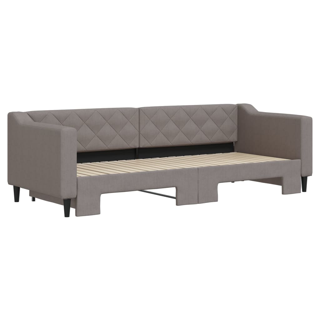 Slaapbank met onderschuifbed 80x200 cm stof taupe is nu te koop bij PeponiXL, paradijselijk wonen!