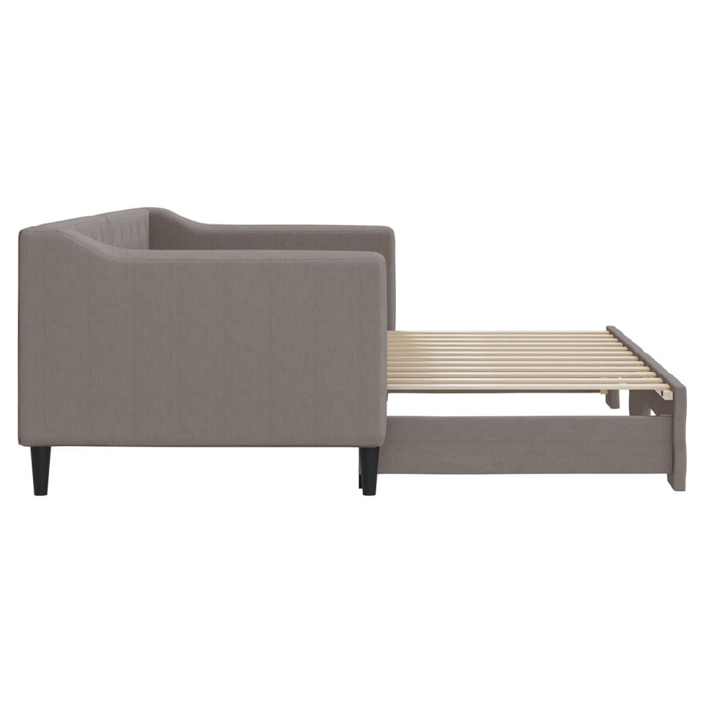 Slaapbank met onderschuifbed 80x200 cm stof taupe is nu te koop bij PeponiXL, paradijselijk wonen!