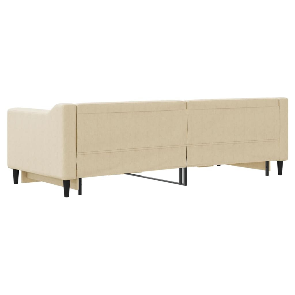 Slaapbank met onderschuifbed 80x200 cm stof crèmekleurig is nu te koop bij PeponiXL, paradijselijk wonen!