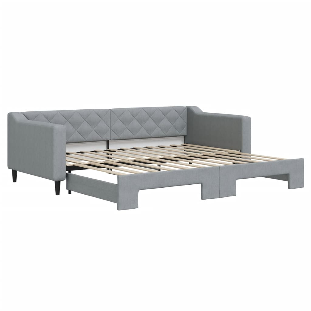 Slaapbank met onderschuifbed 90x200 cm stof lichtgrijs is nu te koop bij PeponiXL, paradijselijk wonen!