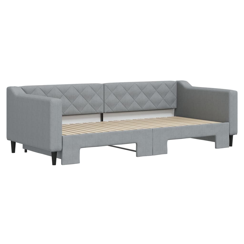Slaapbank met onderschuifbed 90x200 cm stof lichtgrijs is nu te koop bij PeponiXL, paradijselijk wonen!