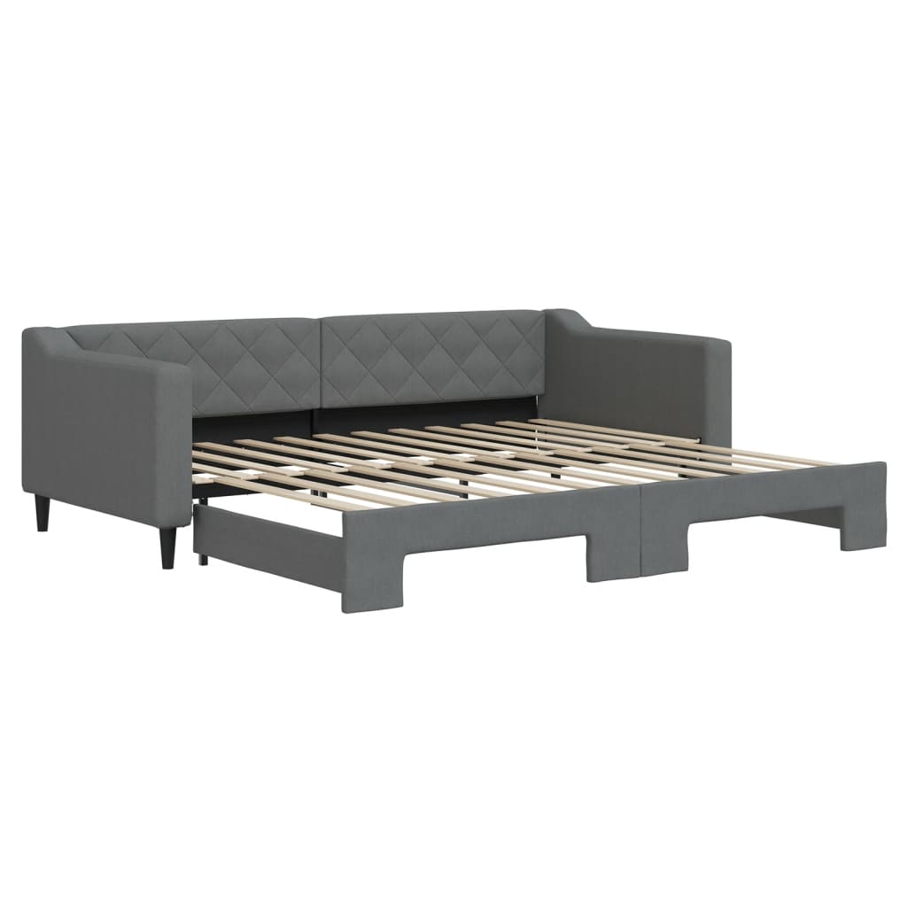 Slaapbank met onderschuifbed 90x200 cm stof donkergrijs is nu te koop bij PeponiXL, paradijselijk wonen!