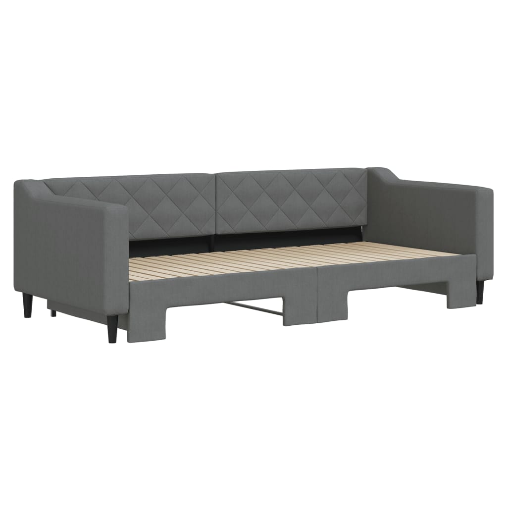 Slaapbank met onderschuifbed 90x200 cm stof donkergrijs is nu te koop bij PeponiXL, paradijselijk wonen!